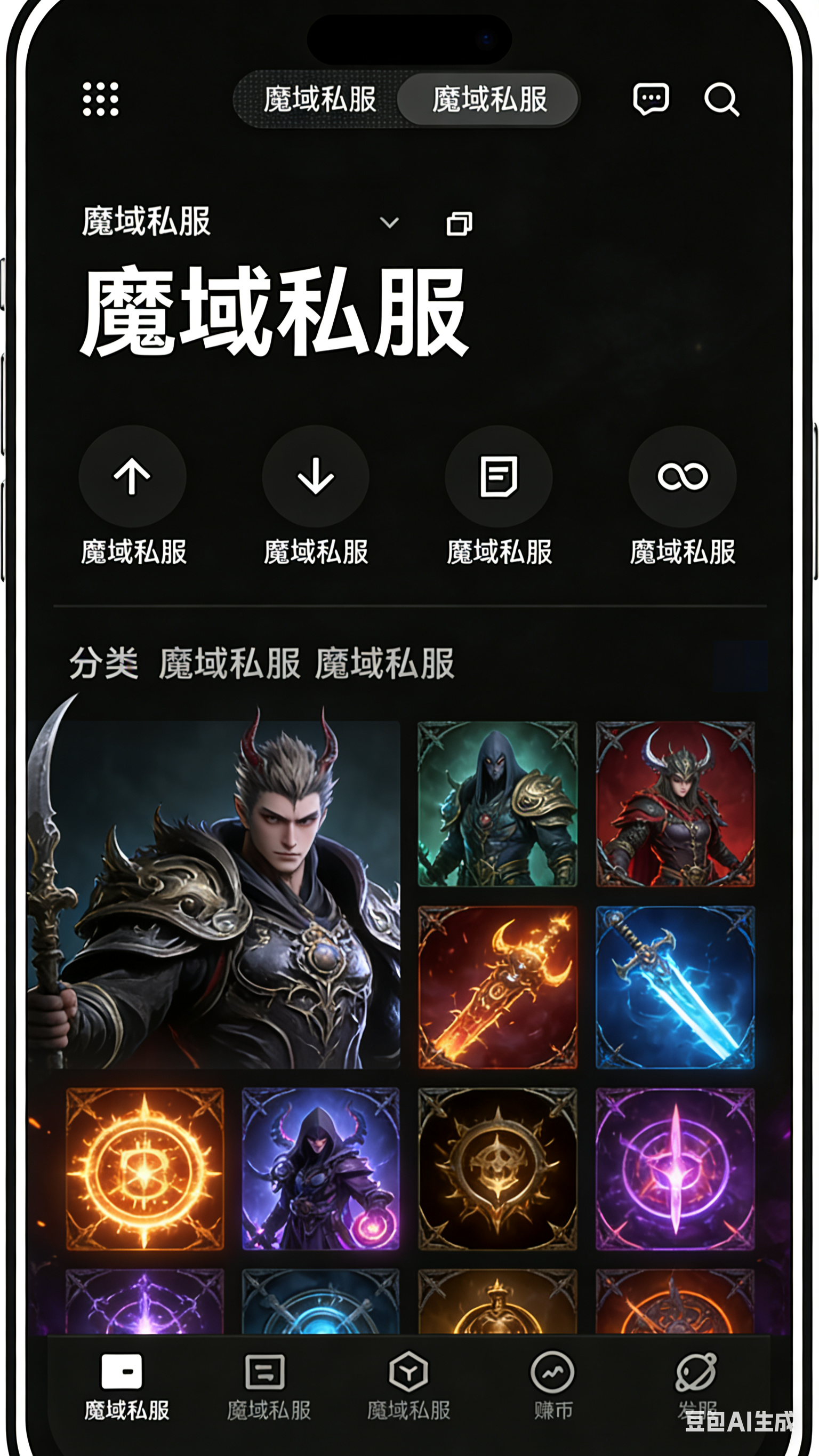 跨服军团魔域私服移动端游戏界面
